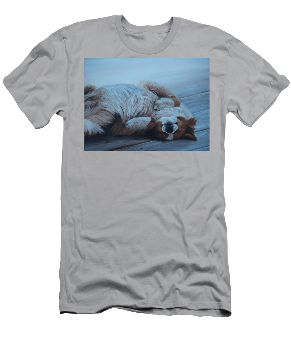 Dog T-Shirt featuring the painting Dog Gone Tired by Tammy Taylor