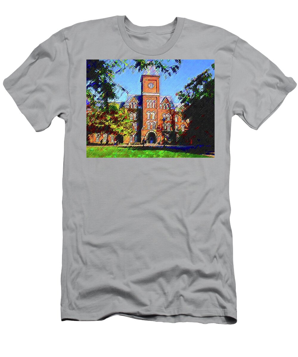 Ohio State University T-Shirt featuring the painting Ohio State University by DJ Fessenden