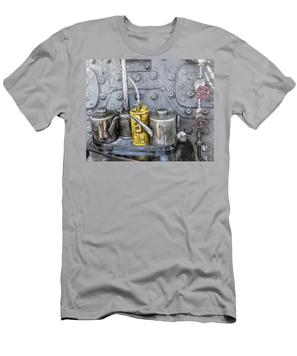 Excursion Trains T-Shirt featuring the photograph Oil Cans by Jim Thompson