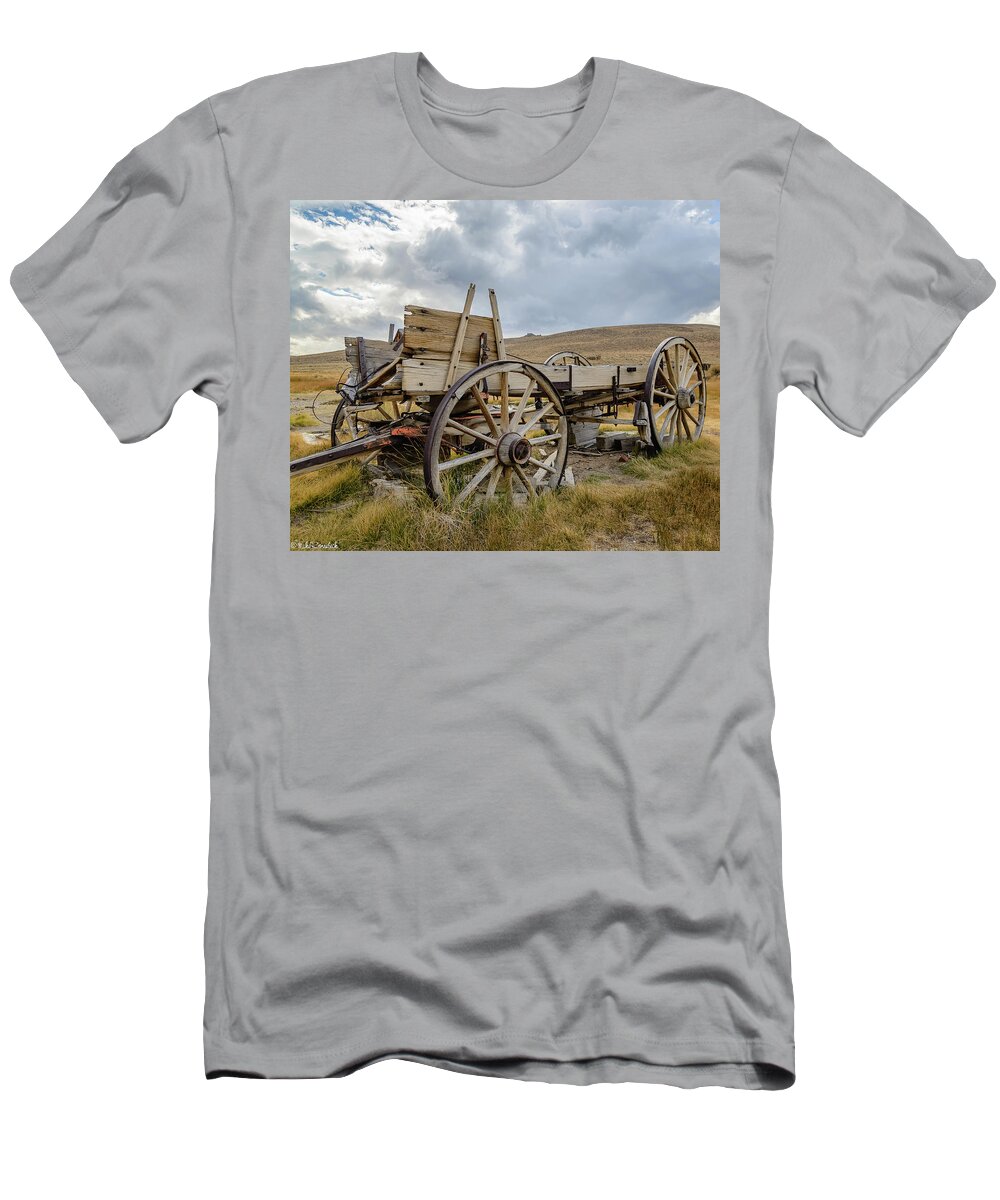 Abandoned T-Shirt featuring the photograph Old Buckboard Wagon by Mike Ronnebeck