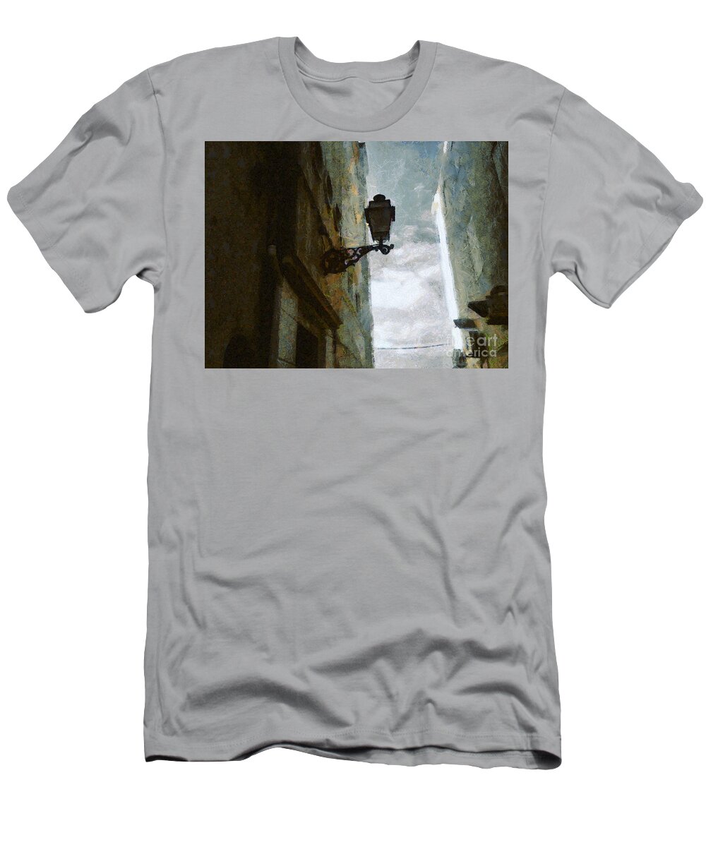 Painting T-Shirt featuring the painting Old City Street by Dimitar Hristov