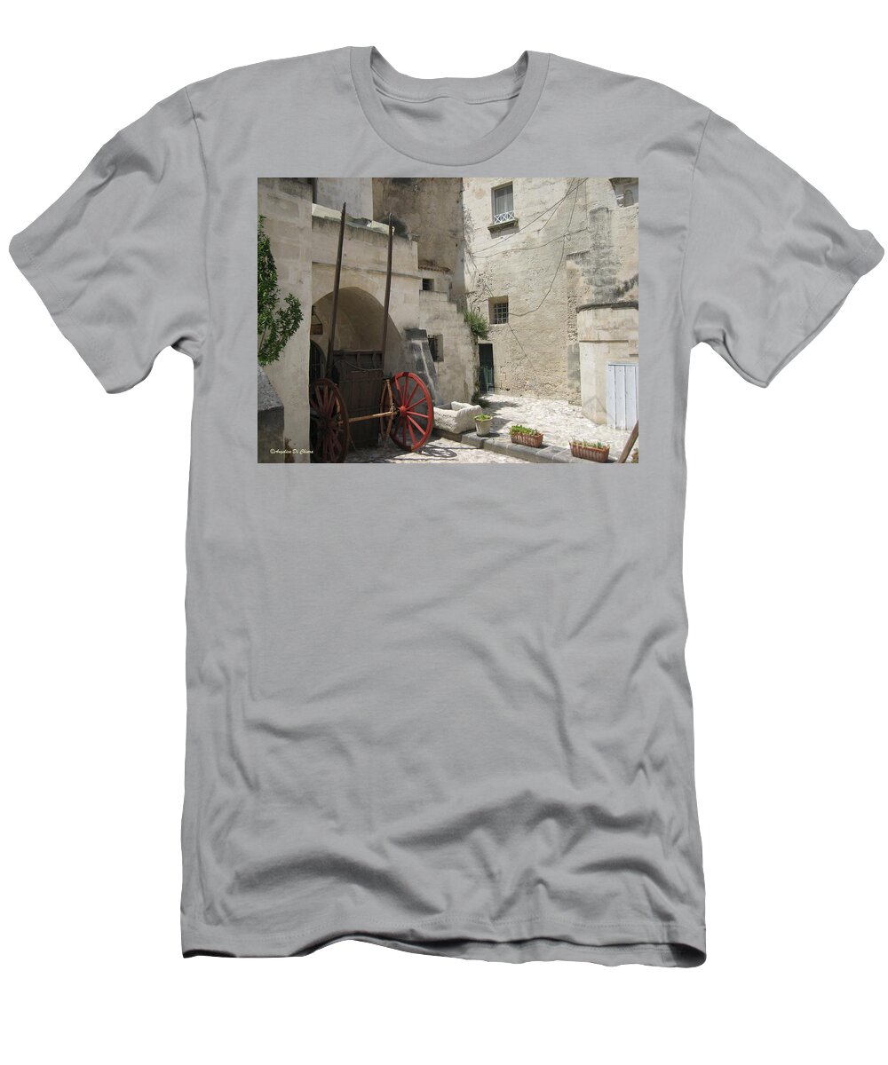 Cityscape T-Shirt featuring the photograph Old HorseCart in Matera by Italian Art