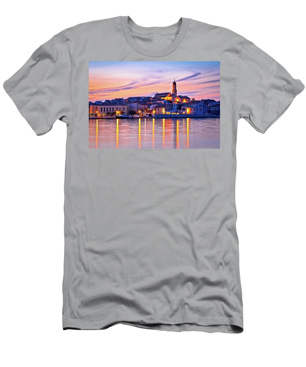 Betina T-Shirt featuring the photograph Old mediterranean town of Betina sunset view by Brch Photography