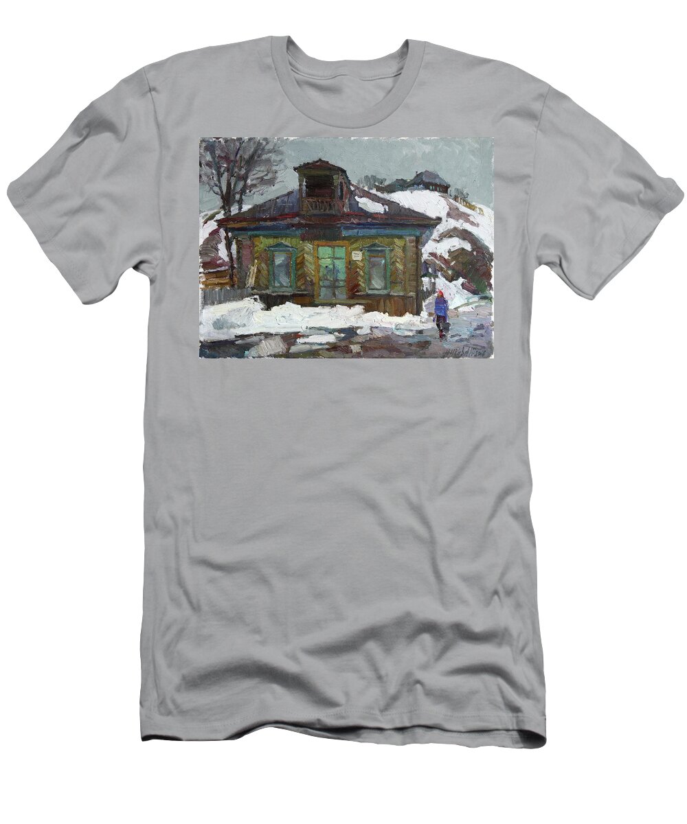 Kin T-Shirt featuring the painting Old trading house by Juliya Zhukova