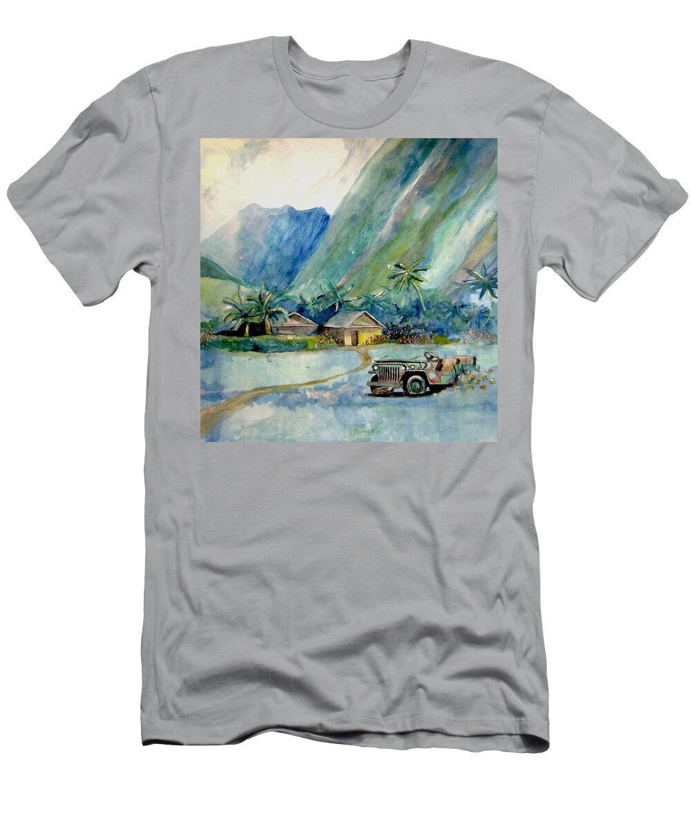 Palms T-Shirt featuring the painting Olowalu Valley by Ray Agius