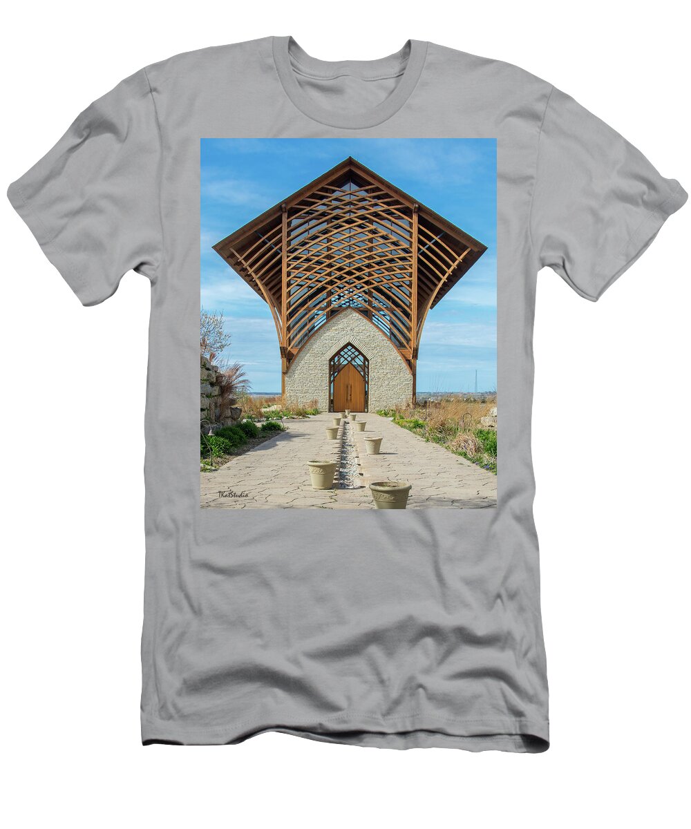 Omaha T-Shirt featuring the photograph Omaha Holy Family Shrine by Tim Kathka