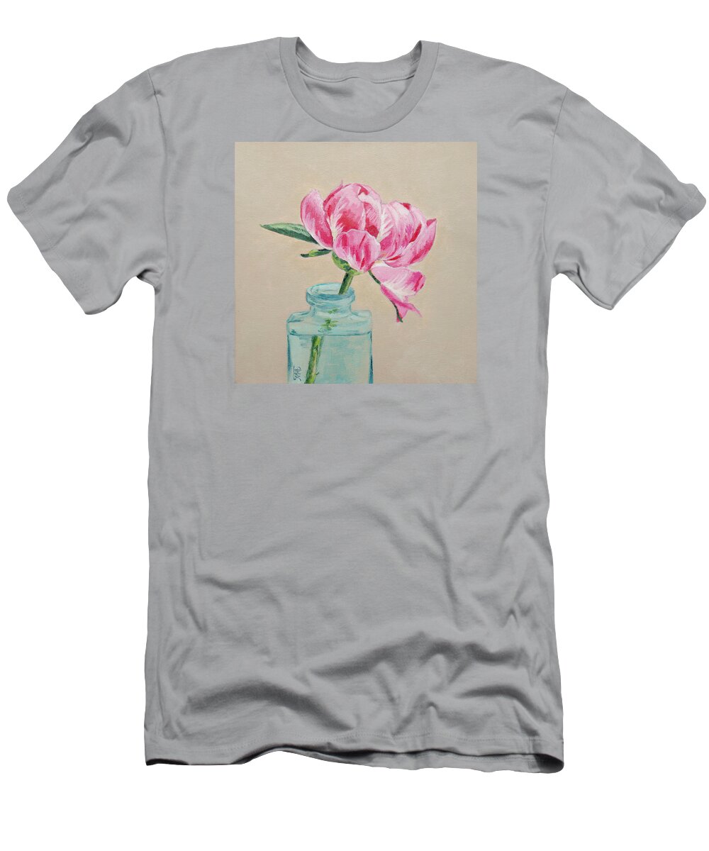 Color T-Shirt featuring the painting One Peony by Masha Batkova