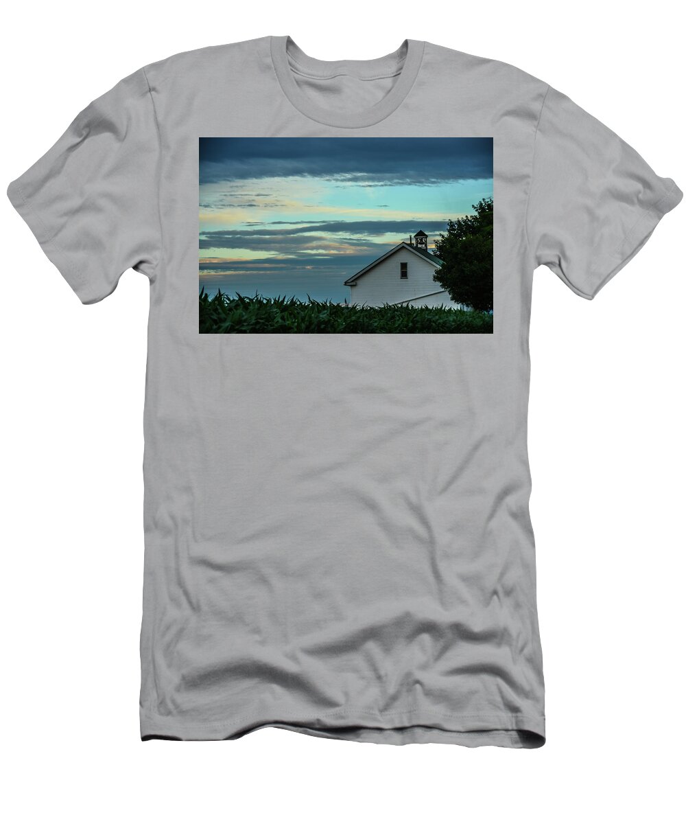 Amish T-Shirt featuring the photograph Amish Schoolhouse at Dusk by Tana Reiff