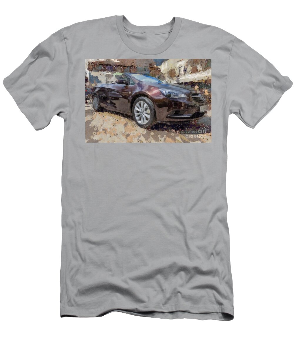 Opel Cabrio T-Shirt featuring the mixed media Opel Cabrio by Eva Lechner