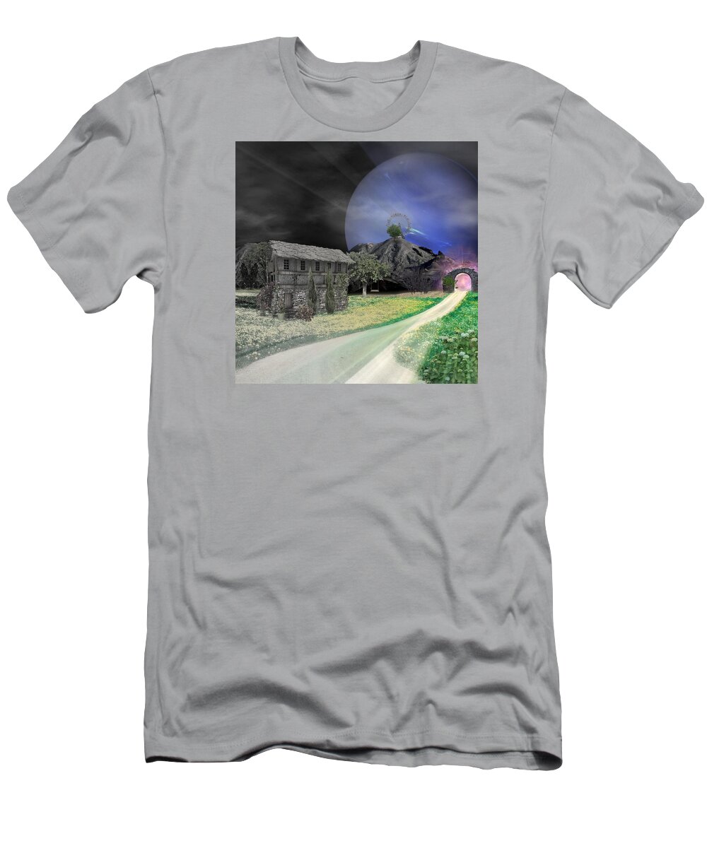 Fantasy T-Shirt featuring the mixed media Open Portal by Ally White