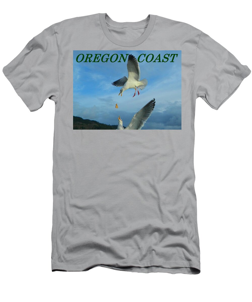 Gulls T-Shirt featuring the photograph Oregon Coast Amazing Seagulls by Gallery Of Hope 