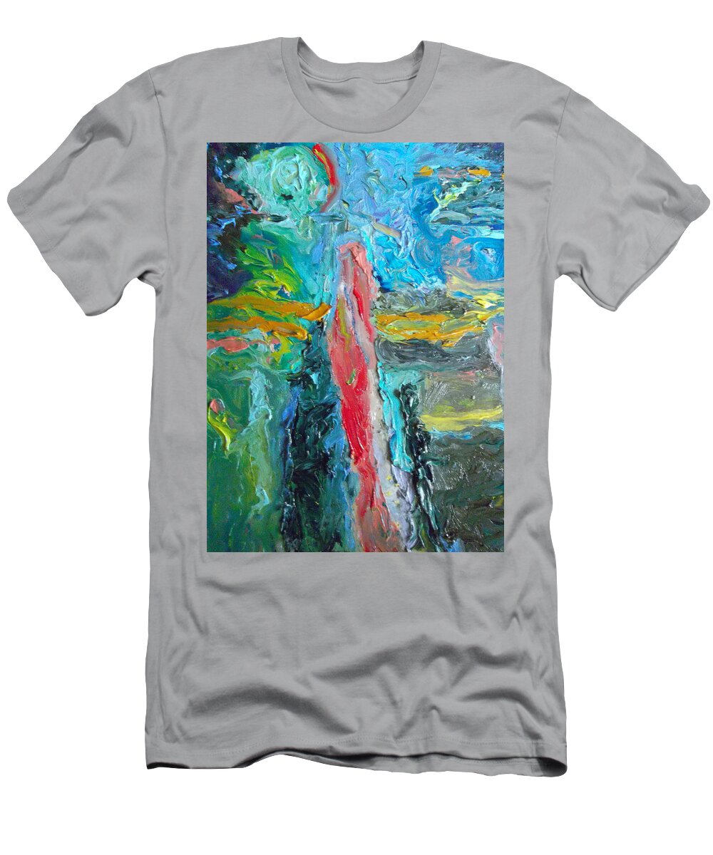 Abstract T-Shirt featuring the painting Other Worlds Other Universes by Susan Esbensen