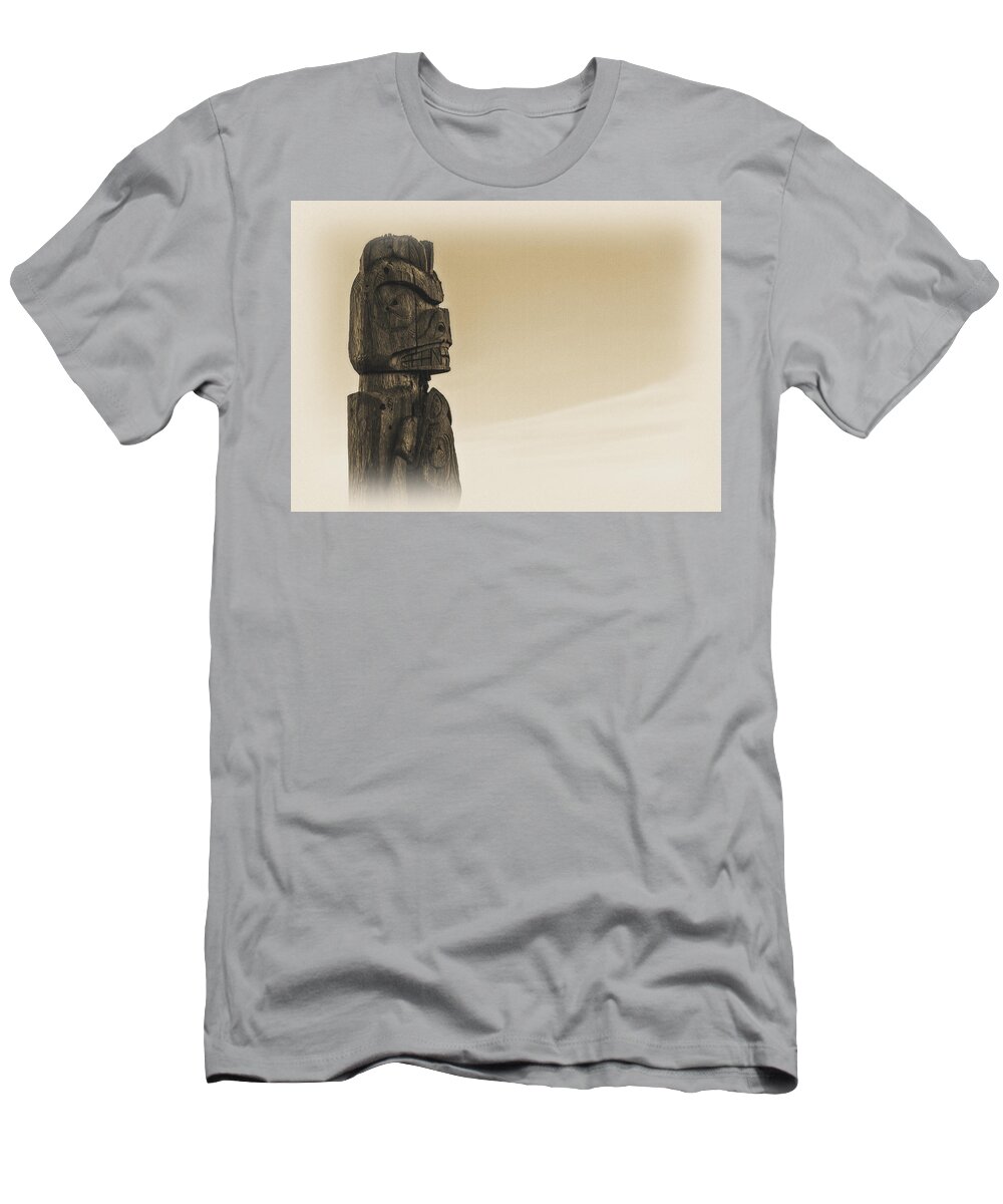 Sign T-Shirt featuring the photograph Pacific Northwest Totem Pole Old Yellow by Pelo Blanco Photo