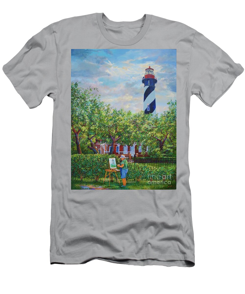 St. Augustine T-Shirt featuring the painting Painting the Light by AnnaJo Vahle