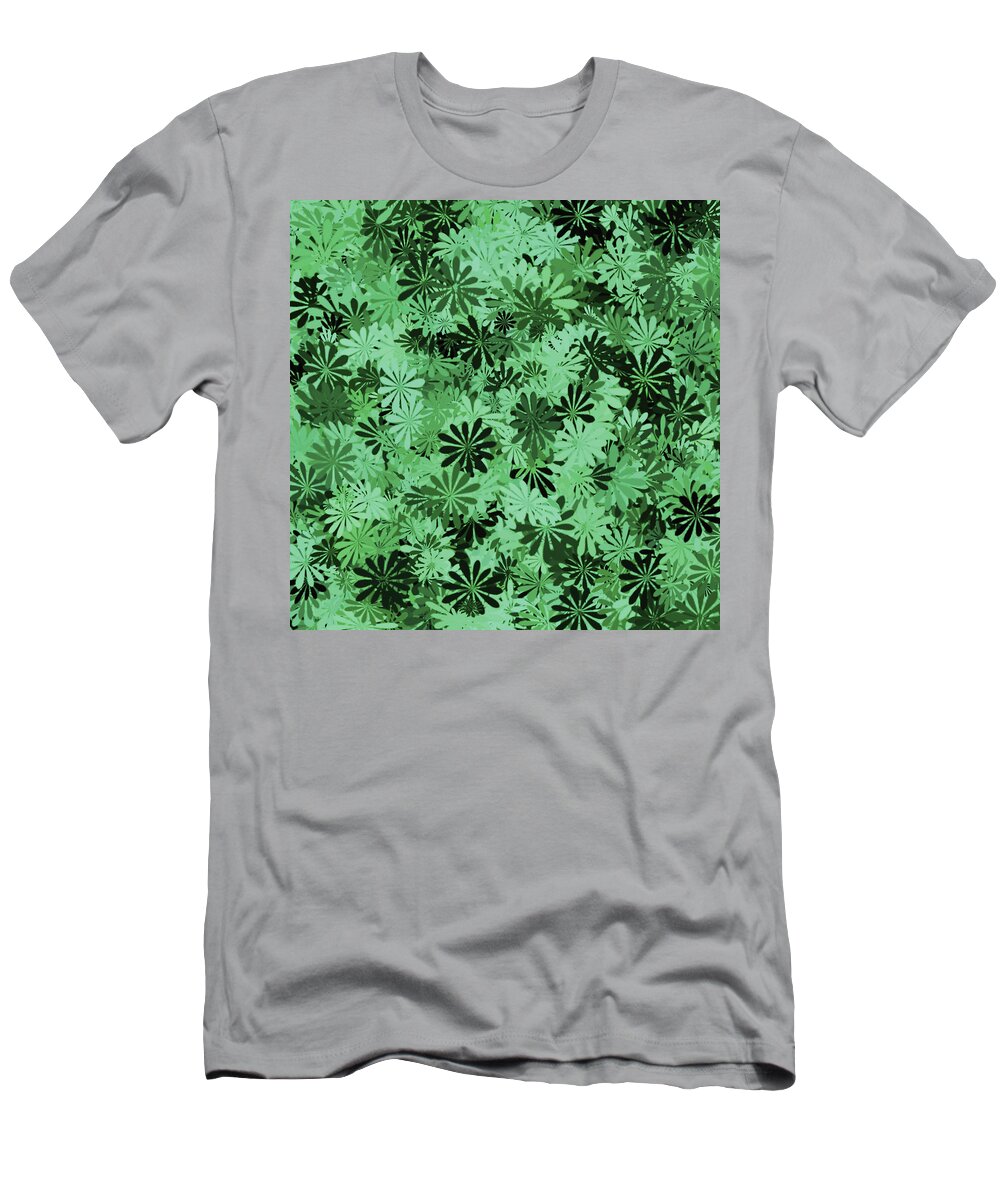 Flower T-Shirt featuring the digital art Pale Green Floral Pattern by Aimee L Maher ALM GALLERY