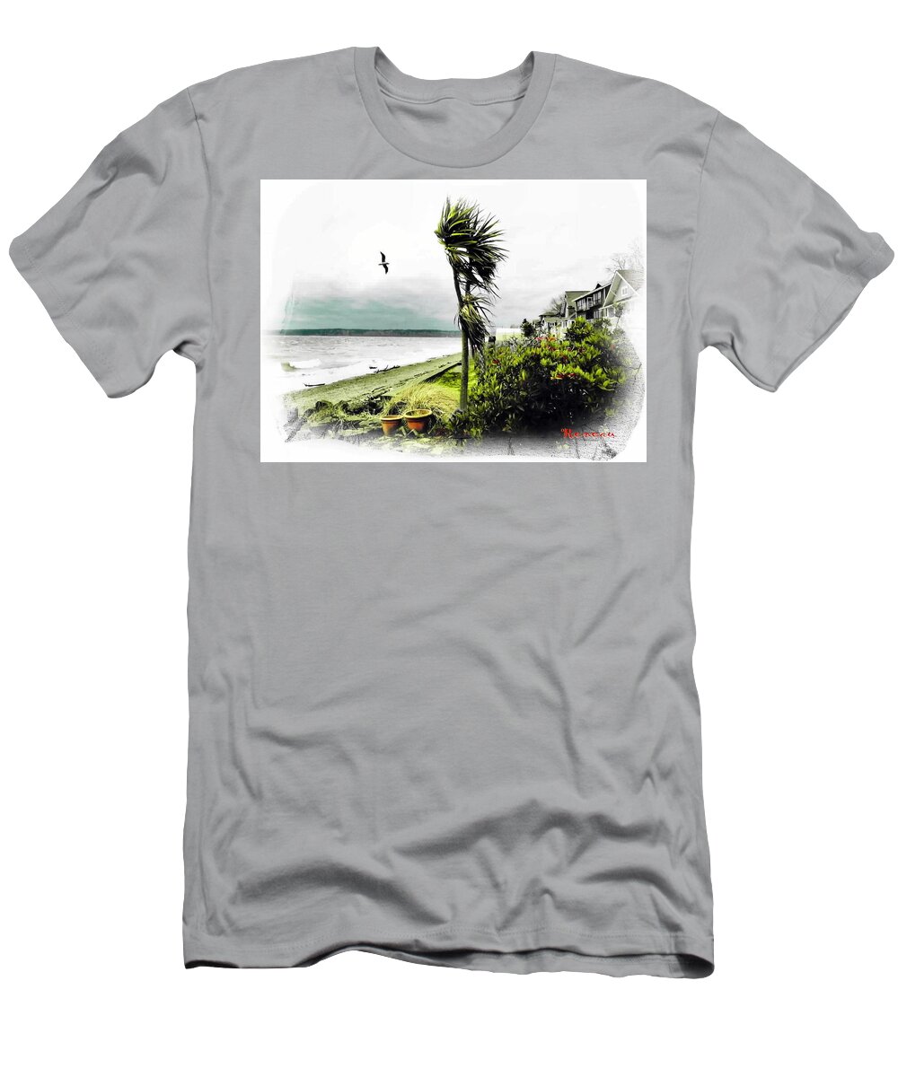 Sand T-Shirt featuring the photograph PALM, SAND and SEA by A L Sadie Reneau