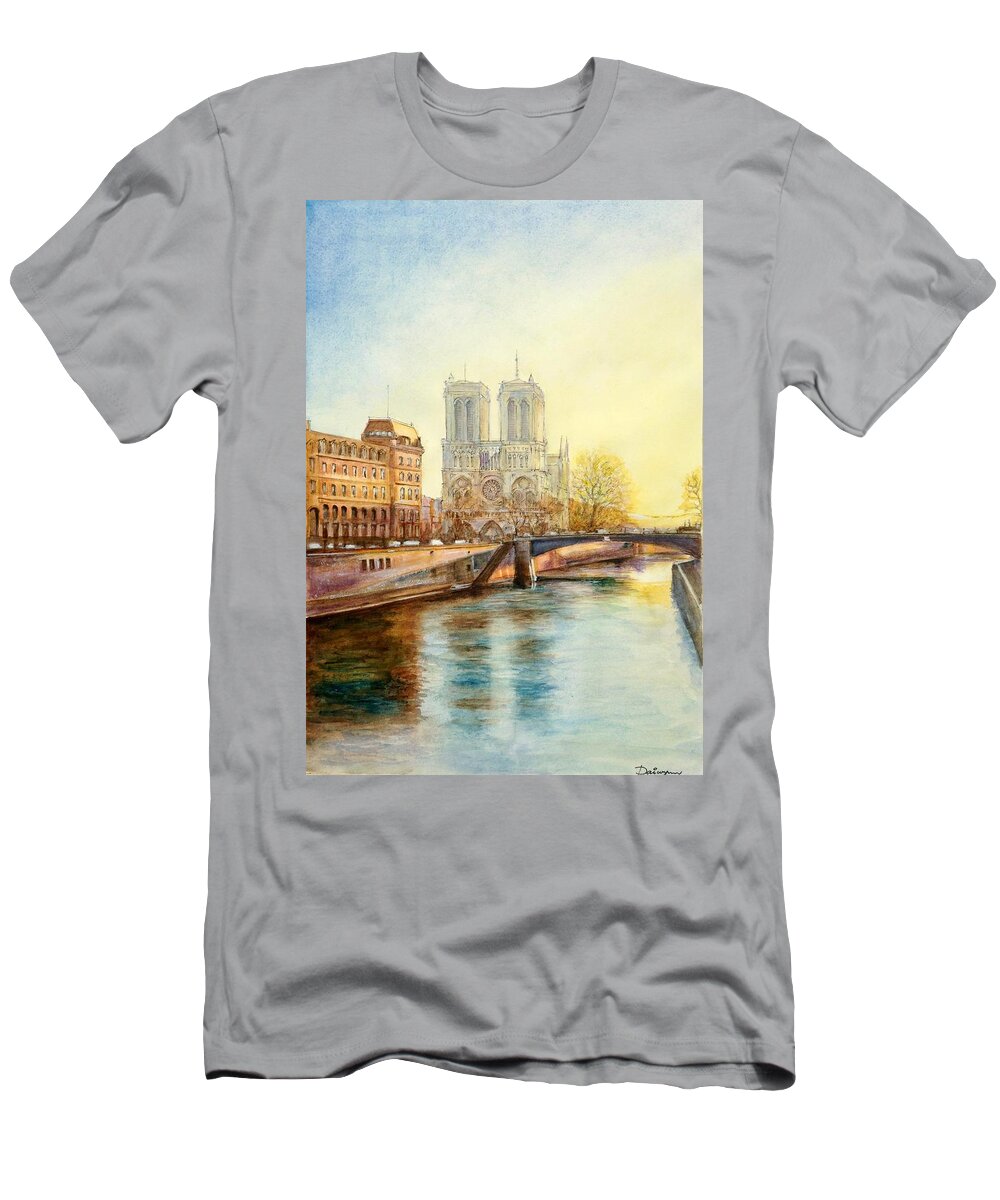 Paris T-Shirt featuring the painting Paris Couche de Soleil by Dai Wynn