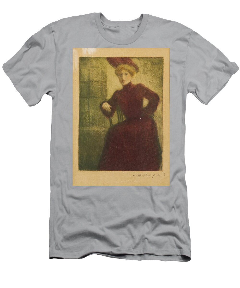 Albert Edelfelt (1854-1905) Parisienne T-Shirt featuring the painting Parisienne etching by MotionAge Designs