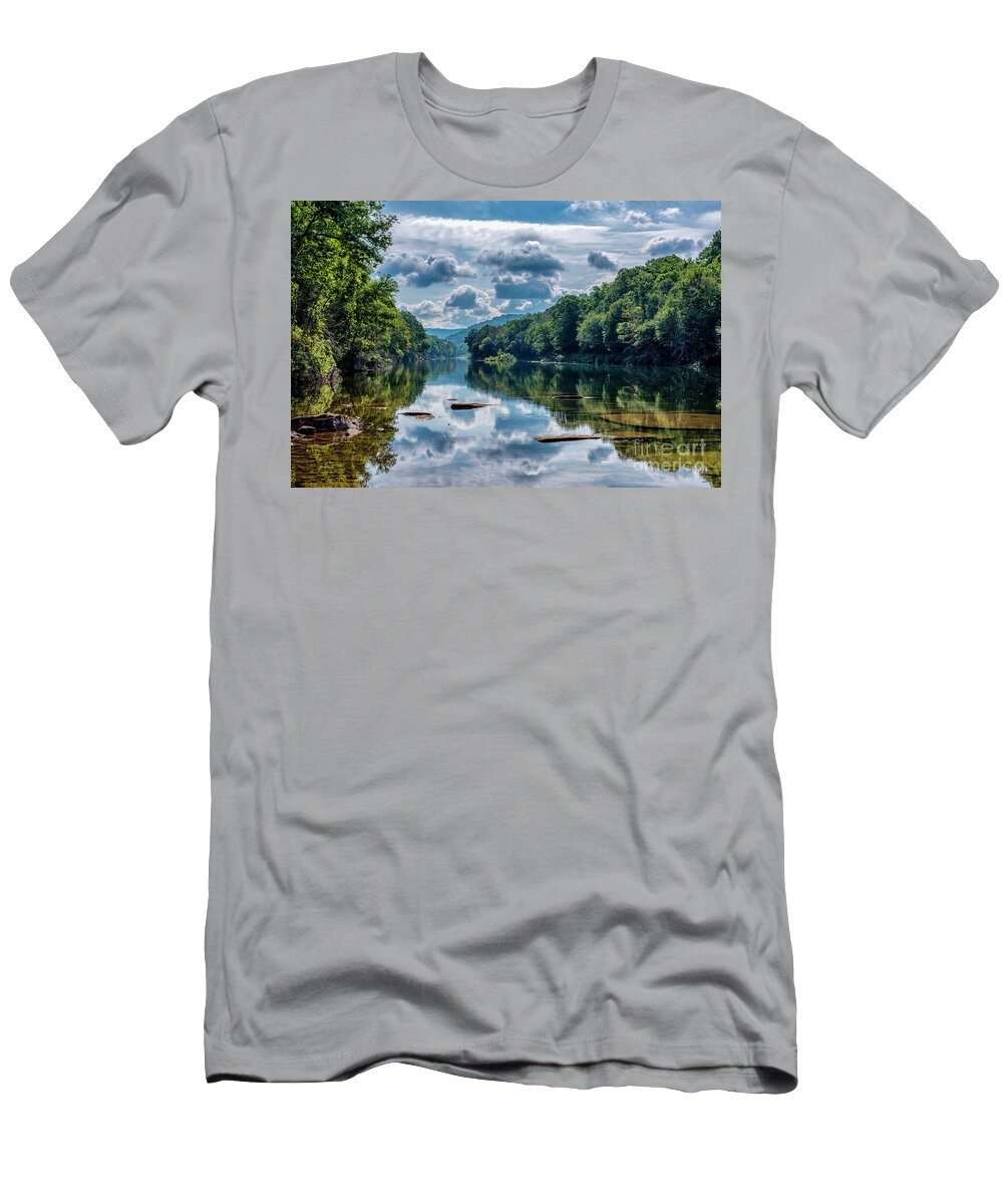 Gauley River T-Shirt featuring the photograph Partially Cloudy Gauley River by Thomas R Fletcher