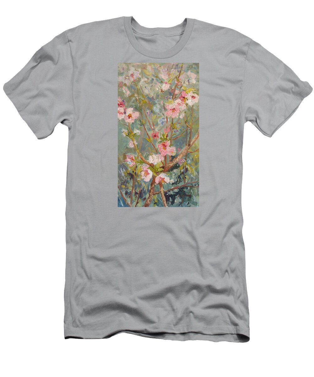 Peach Blossom T-Shirt featuring the painting Peach Blossom by Elinor Fletcher
