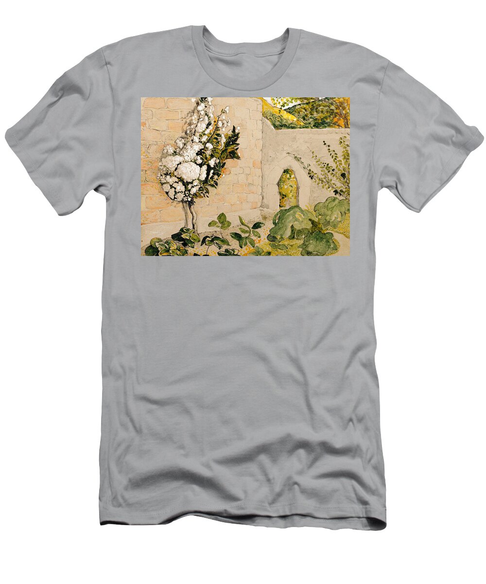 Samuel Palmer T-Shirt featuring the painting Pear Tree in a Walled Garden by Samuel Palmer