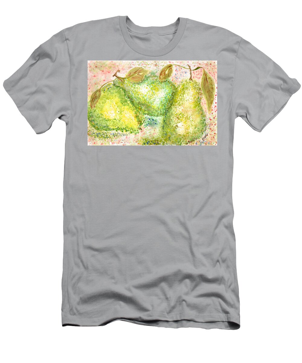 Watercolor T-Shirt featuring the painting Pear Trio by Paula Ayers