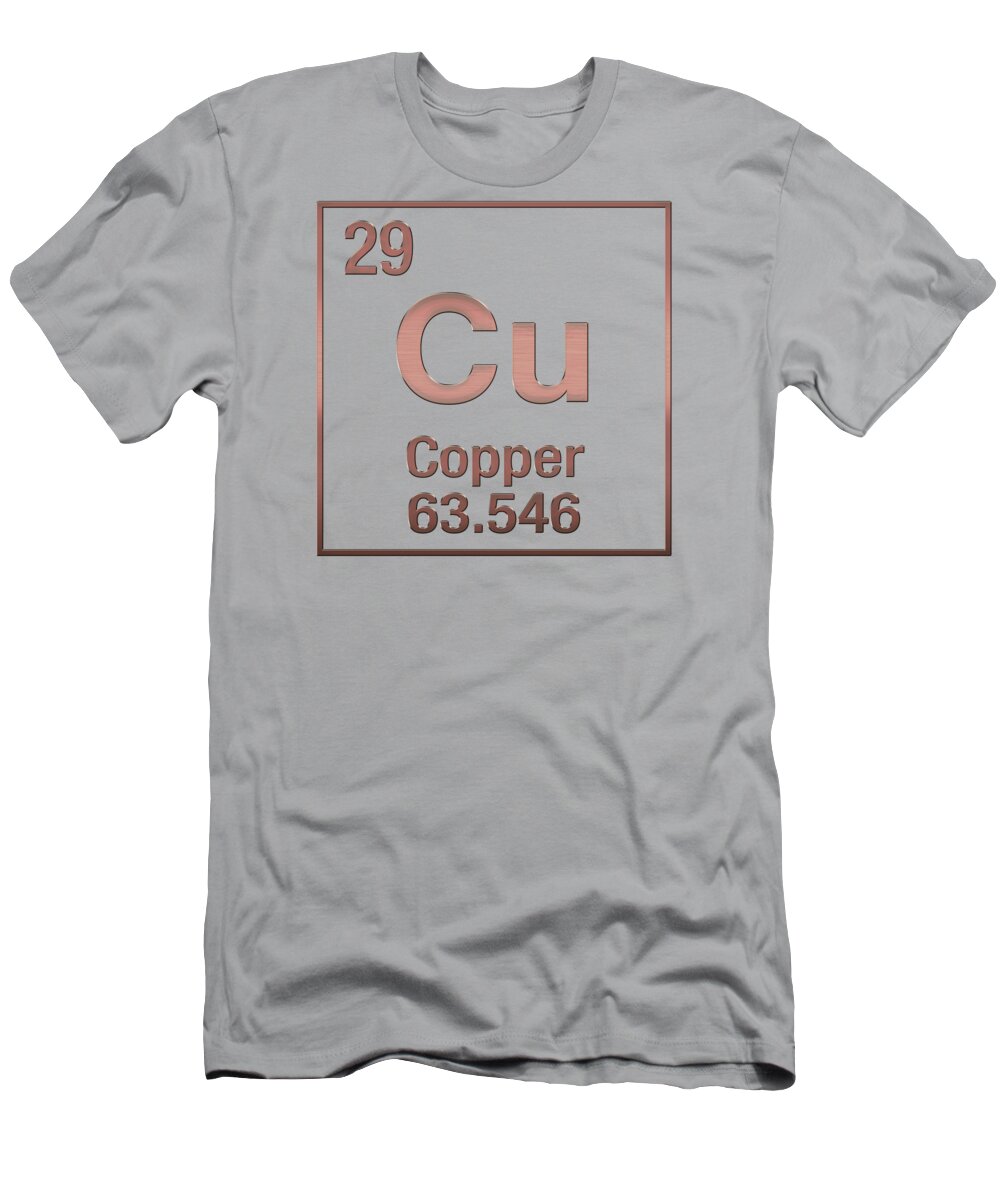 'the Elements' Collection By Serge Averbukh T-Shirt featuring the digital art Periodic Table of Elements - Copper - Cu - Copper on Copper by Serge Averbukh