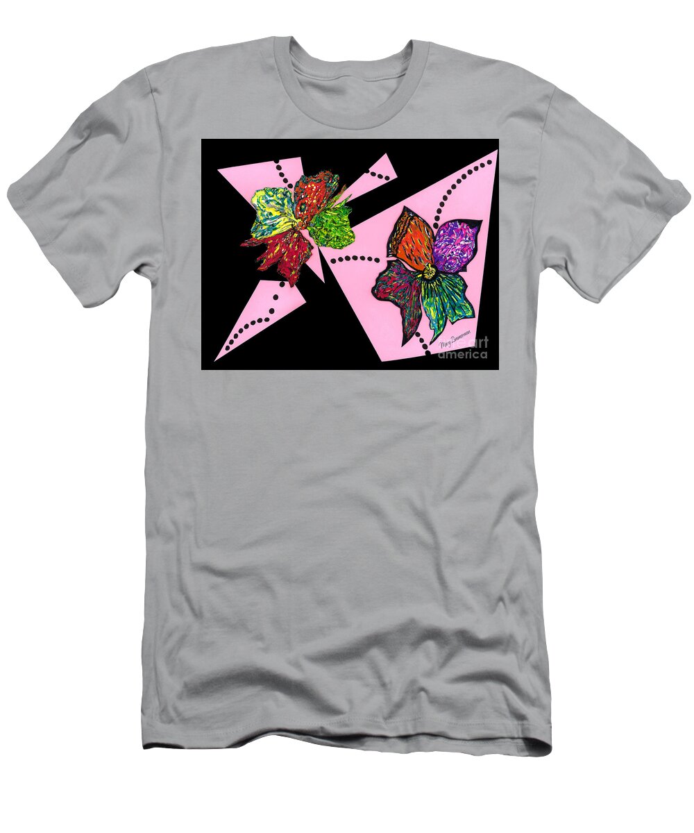 Flowers T-Shirt featuring the painting Petals In Motion by Mary Zimmerman