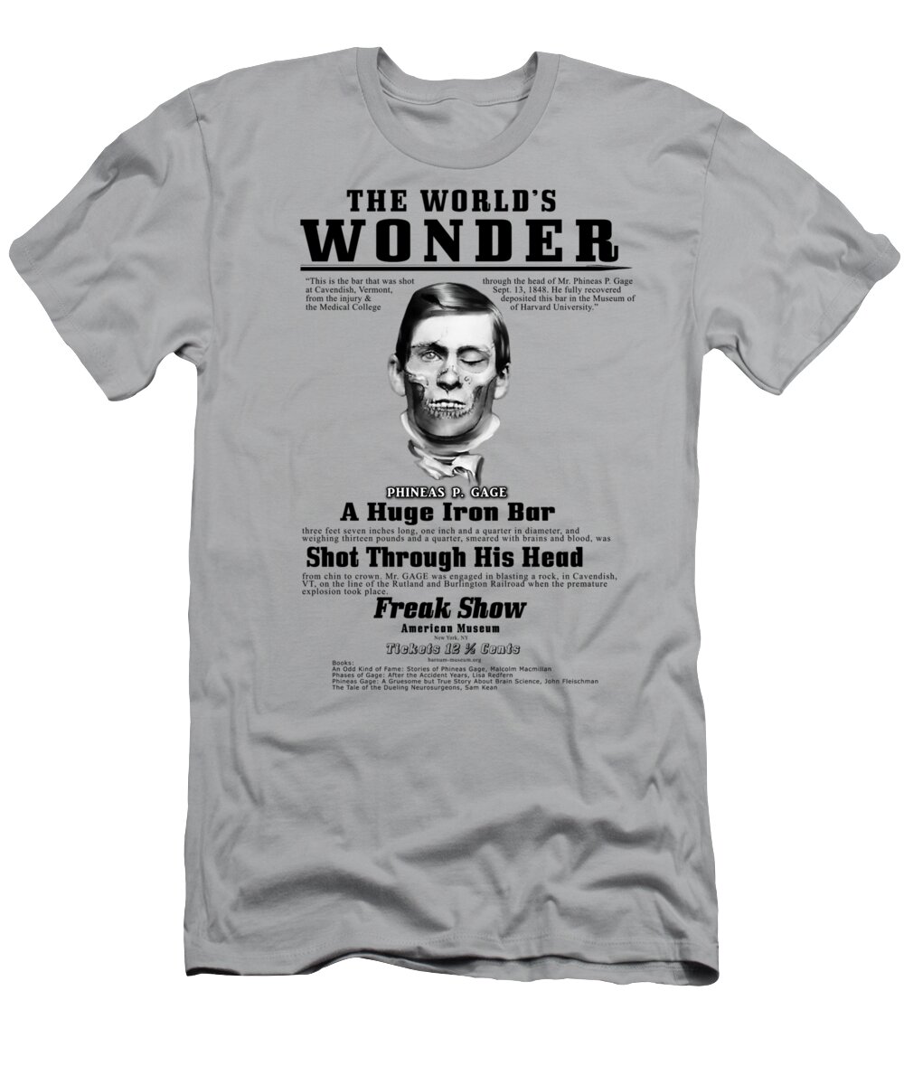 Phineas Gage T-Shirt featuring the digital art Phineas Gage World's Wonder by Lisa Redfern