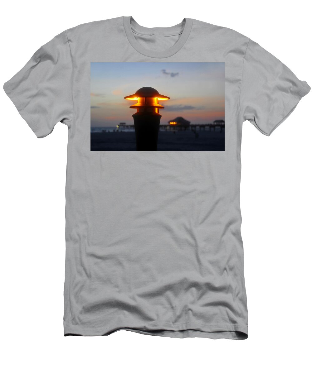 Pier T-Shirt featuring the photograph Pier lights by David Lee Thompson