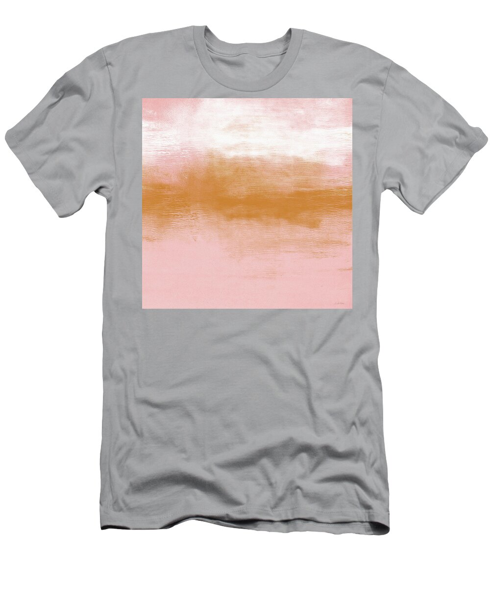 Abstract T-Shirt featuring the painting Pink Blush Landscape- Abstract Art by Linda Woods by Linda Woods