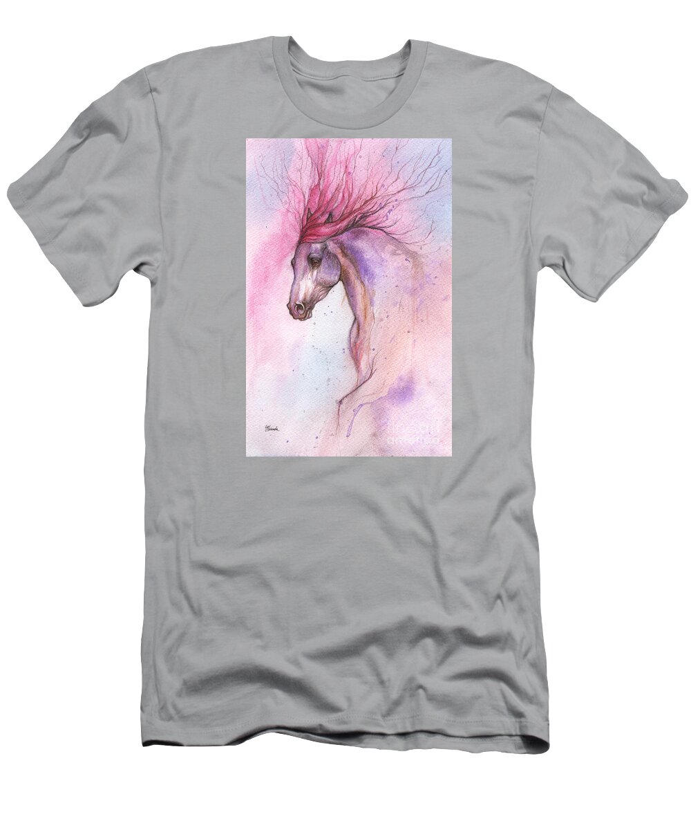 Horse T-Shirt featuring the painting Pink Flames 2016 01 08 by Ang El