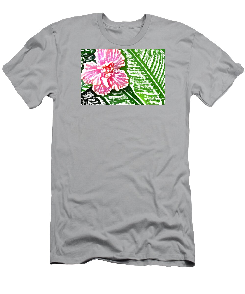 Flower Art T-Shirt featuring the digital art Pink Hibiscus by James Temple