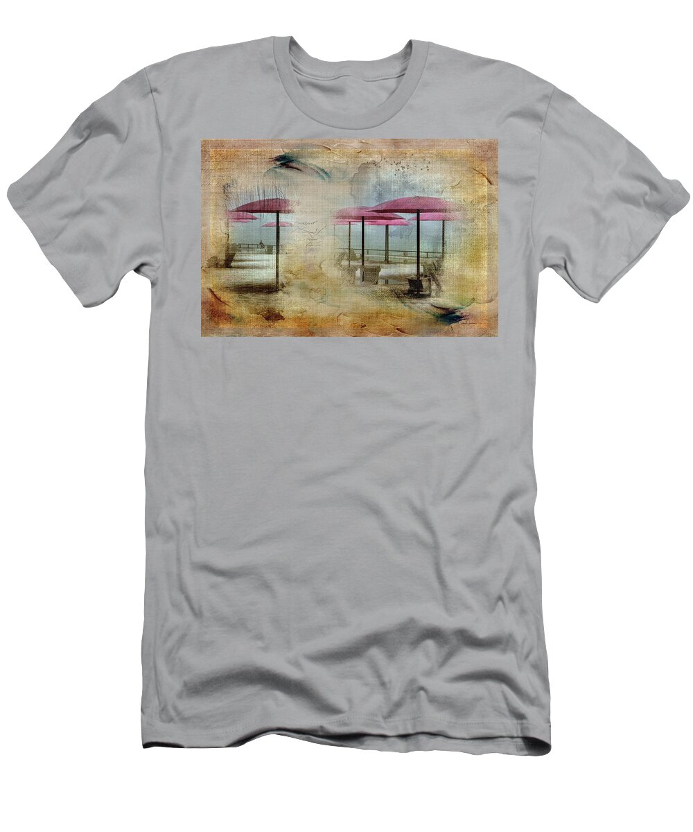 Toronto T-Shirt featuring the digital art Pink Parasols on Sugar Beach by Nicky Jameson
