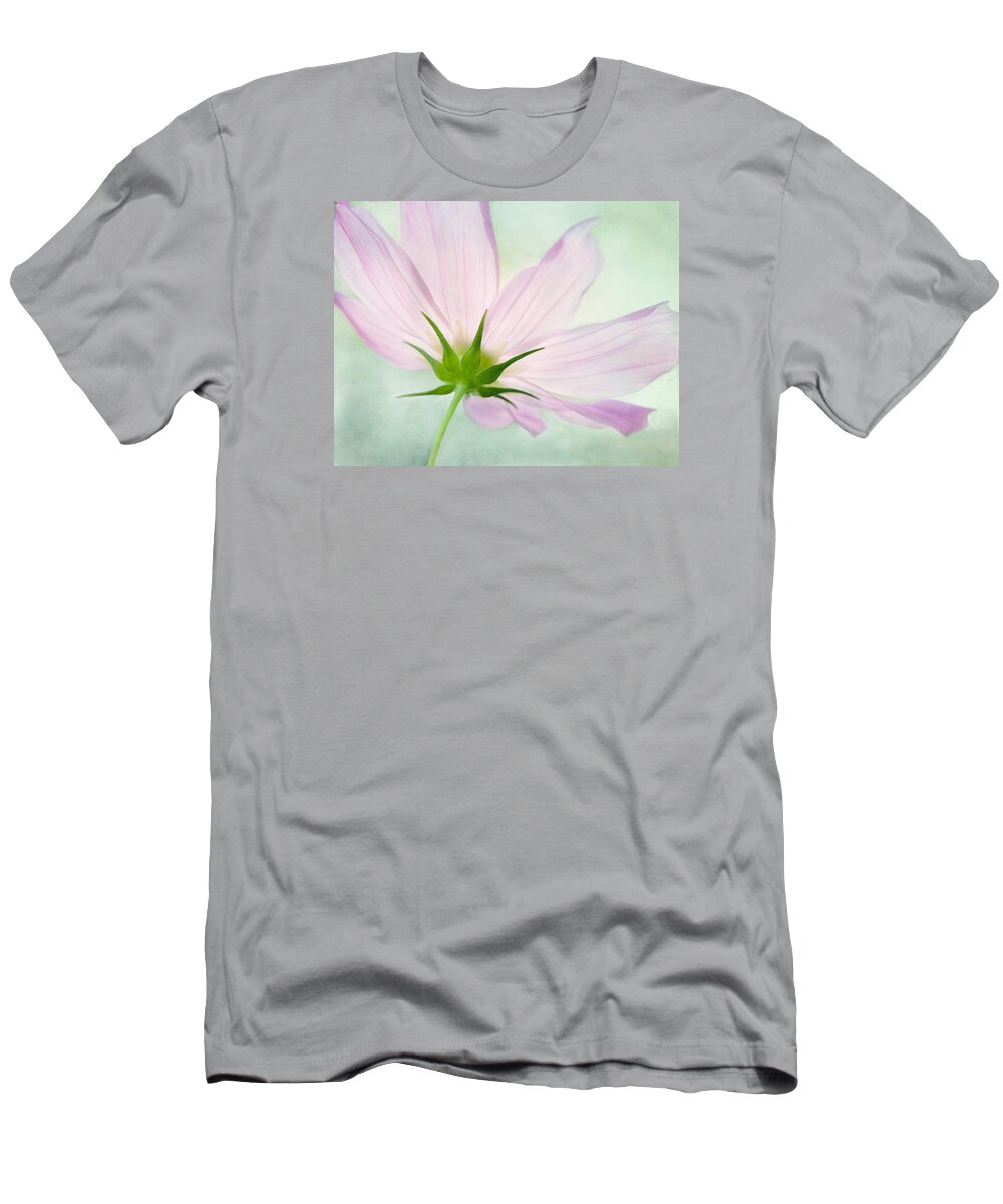 Pink Cosmos Flower T-Shirt featuring the mixed media Pink Petals by Marina Kojukhova