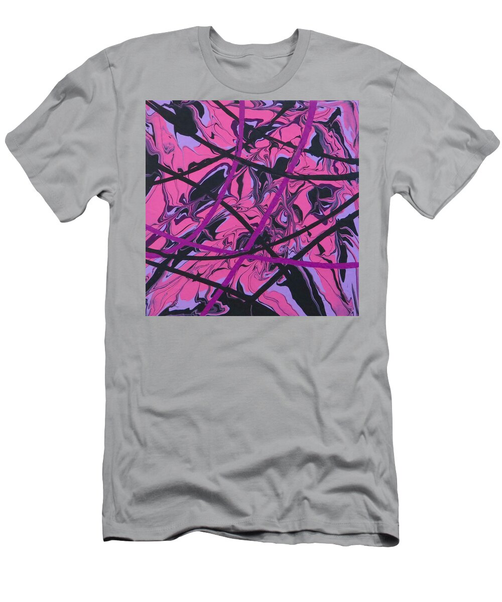 Abstract T-Shirt featuring the painting Pink Swirl by Teresa Wing