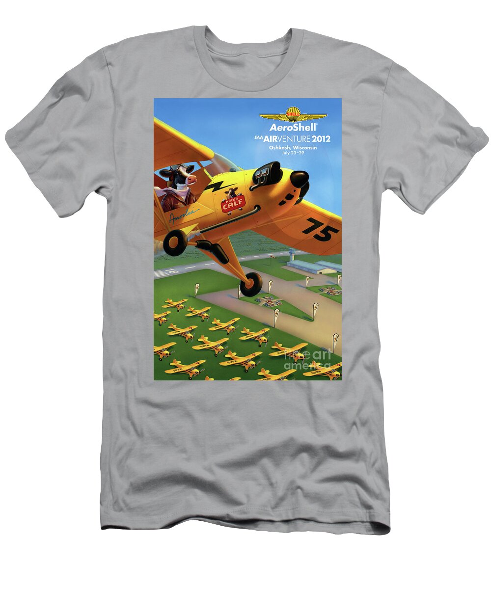 Piper Cub Plane T-Shirt featuring the painting Piper AirCraft Poster by Robin Moline