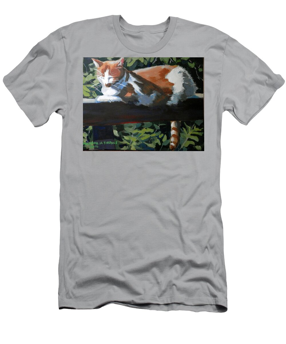 Yellow And White Cat T-Shirt featuring the painting Piti by Martha Tisdale