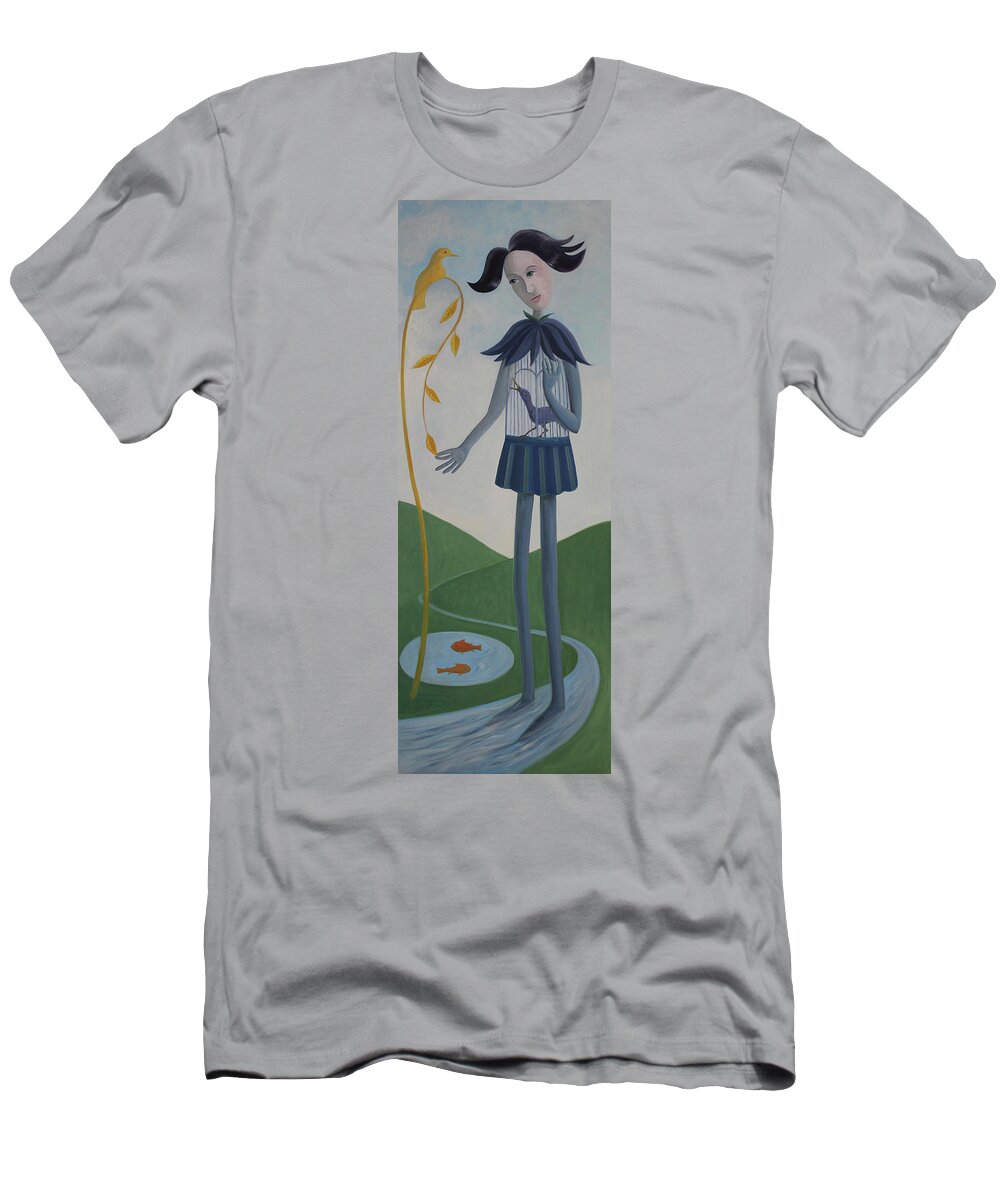 Plume T-Shirt featuring the painting Plume by Tone Aanderaa