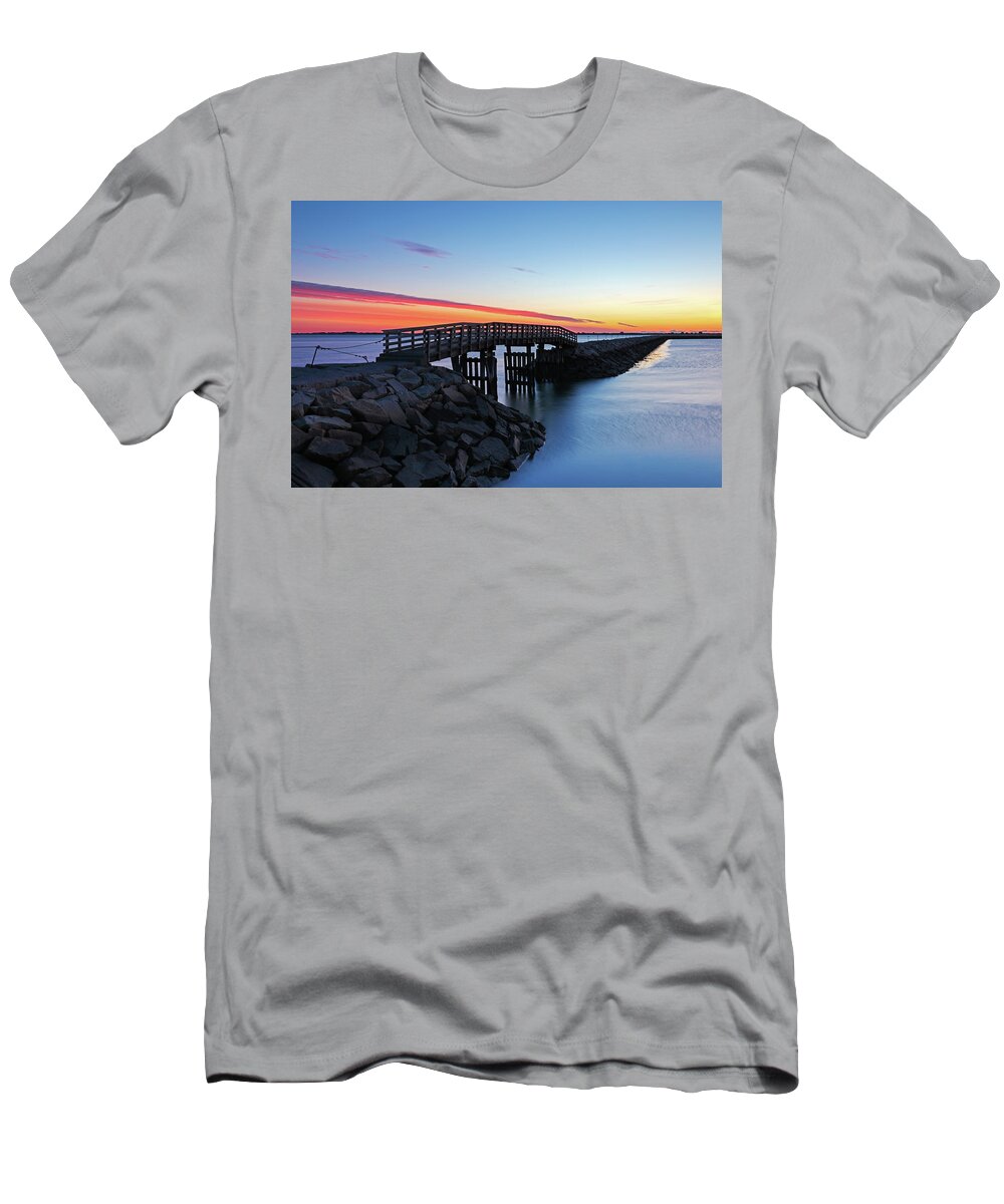 Plymouth T-Shirt featuring the photograph Plymouth Harbor Jetty by Juergen Roth
