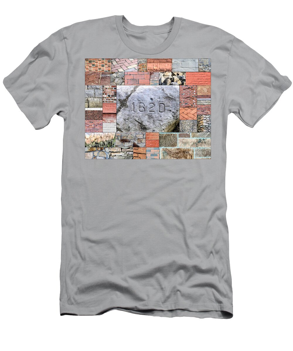 Plymouth Ma T-Shirt featuring the photograph Plymouth Rocks and Bricks by Janice Drew