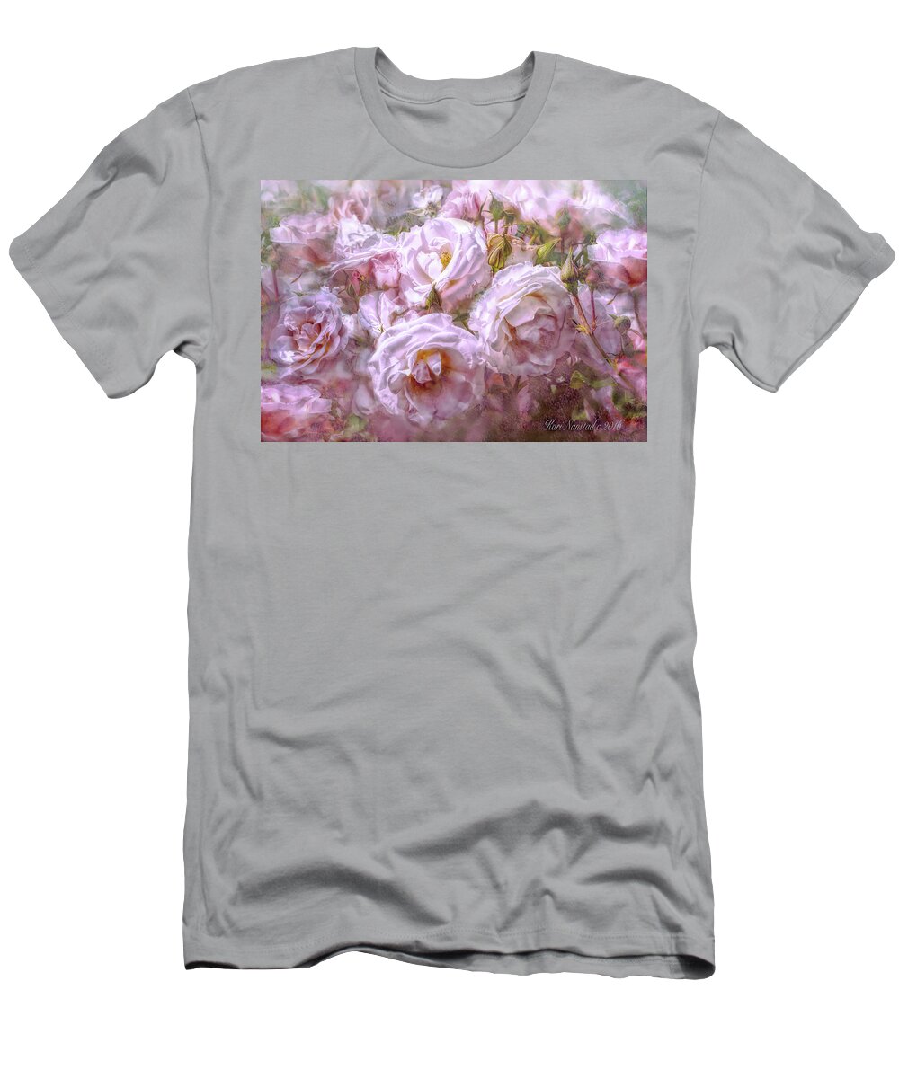 Florals T-Shirt featuring the digital art Pocket Full Of Roses by Kari Nanstad