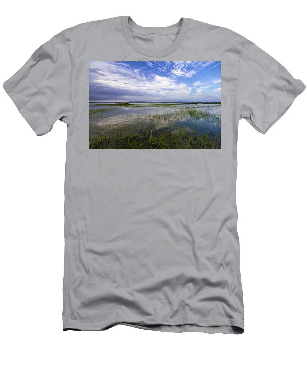 Ponquogue T-Shirt featuring the photograph Ponquogue Bridge Springtime by Robert Seifert