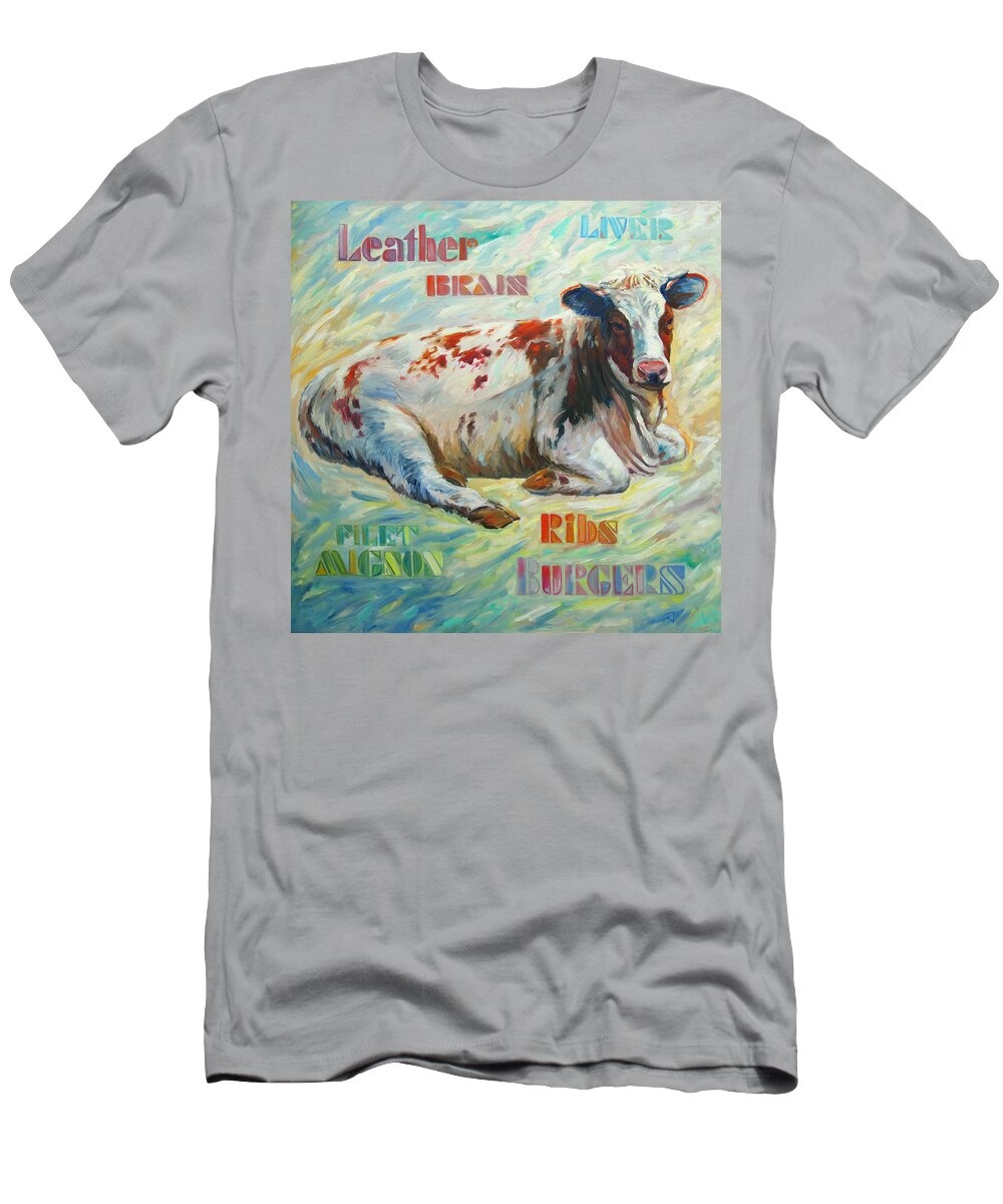 Livestock T-Shirt featuring the painting Poor miss Bessie by Rick Nederlof