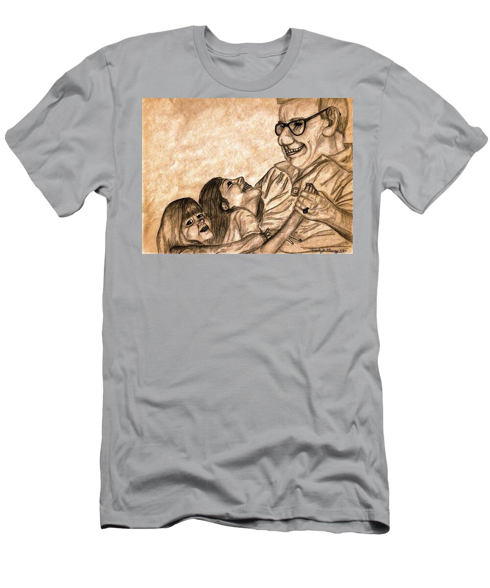 Pencil Drawing T-Shirt featuring the photograph Pop and Us by Angela Murray