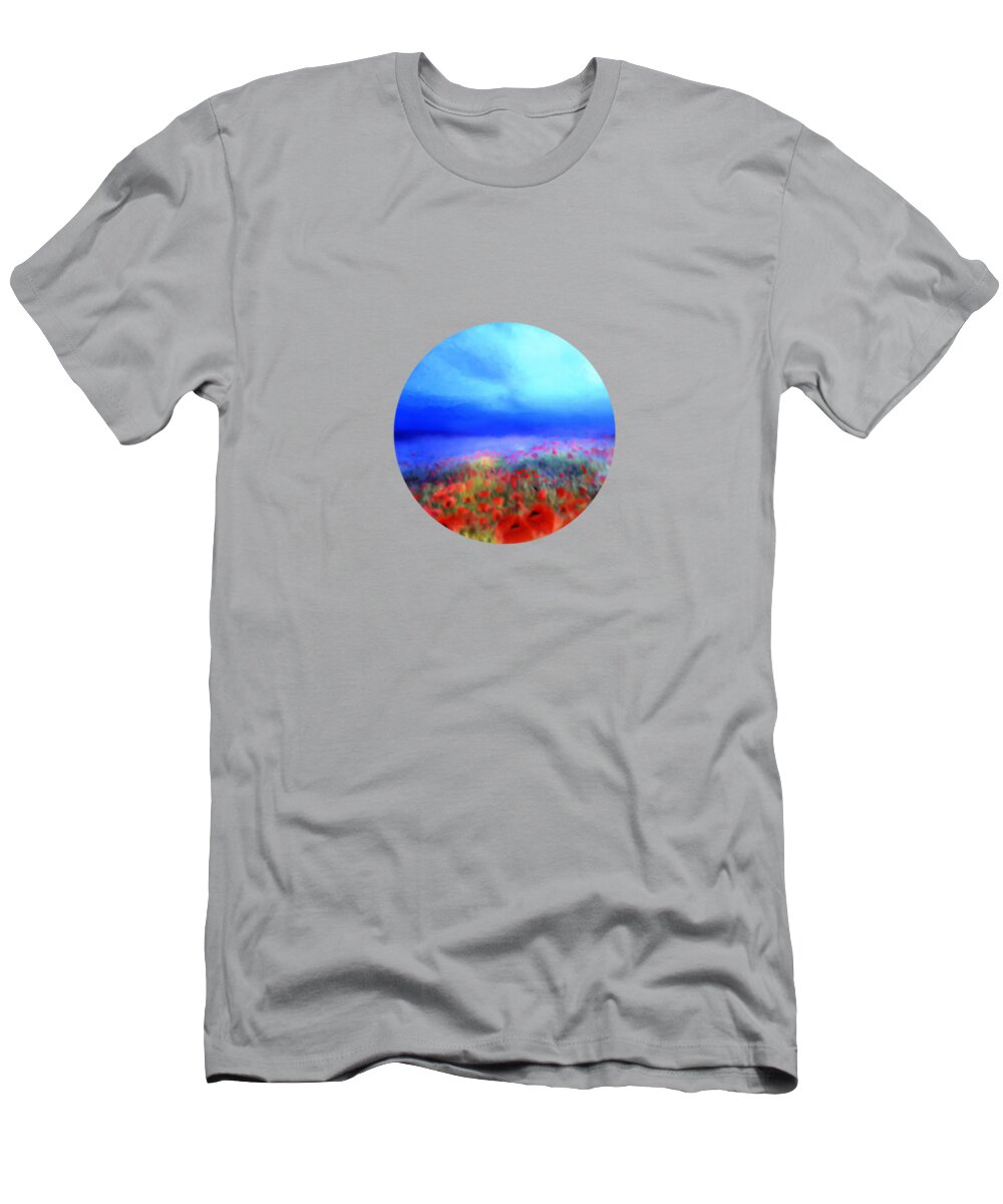 Floral Art T-Shirt featuring the painting Poppies in the mist by Valerie Anne Kelly