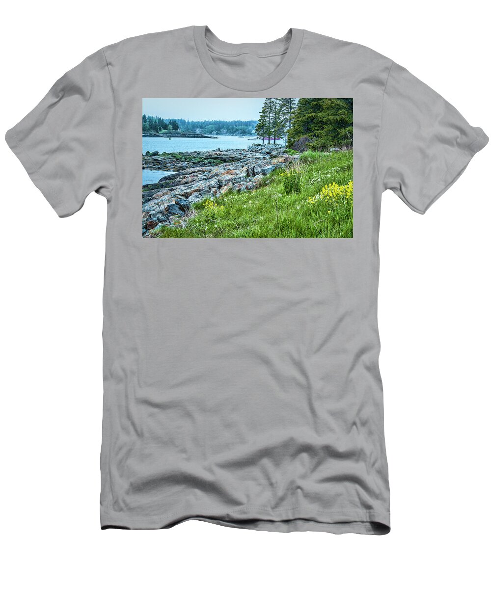  Port Clyde T-Shirt featuring the photograph Port Clyde from Marshall Point by Daniel Hebard