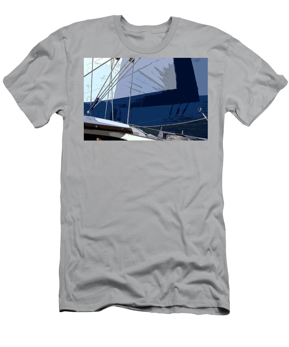 Blue T-Shirt featuring the photograph Port Tack by James Rentz