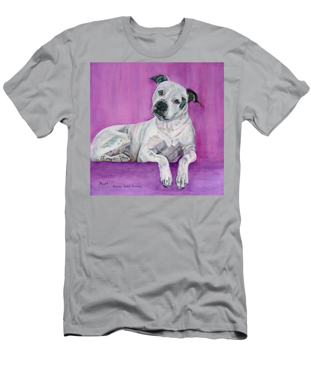 Dog T-Shirt featuring the painting Portrait of Maddie by Anna Ruzsan