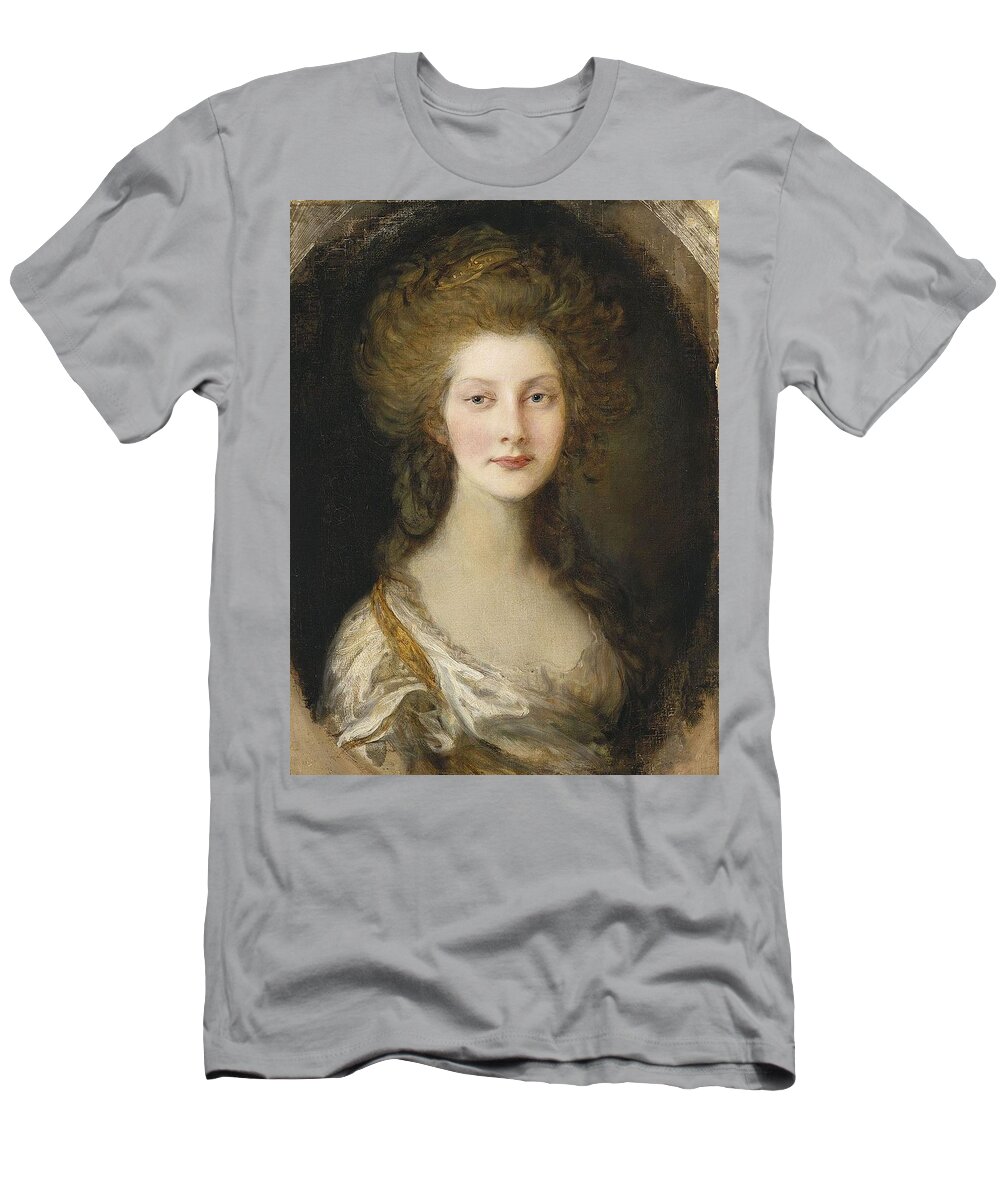 Thomas Gainsborough(1727-1788) Portrait Of Princess Augusta T-Shirt featuring the painting Portrait of Princess Augusta by MotionAge Designs
